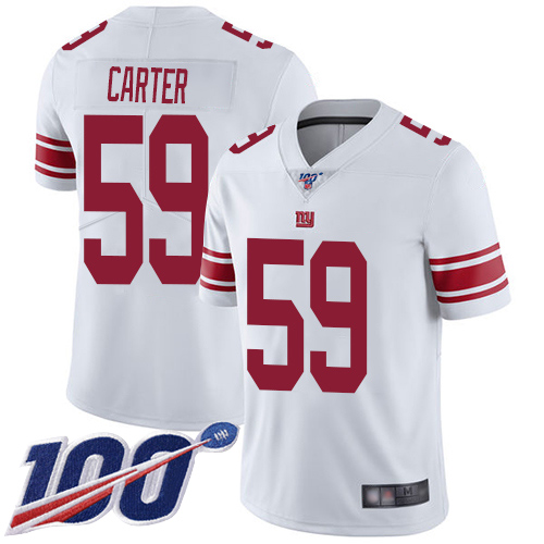 Men New York Giants #59 Lorenzo Carter White Vapor Untouchable Limited Player 100th Season Football NFL Jersey->women nfl jersey->Women Jersey
